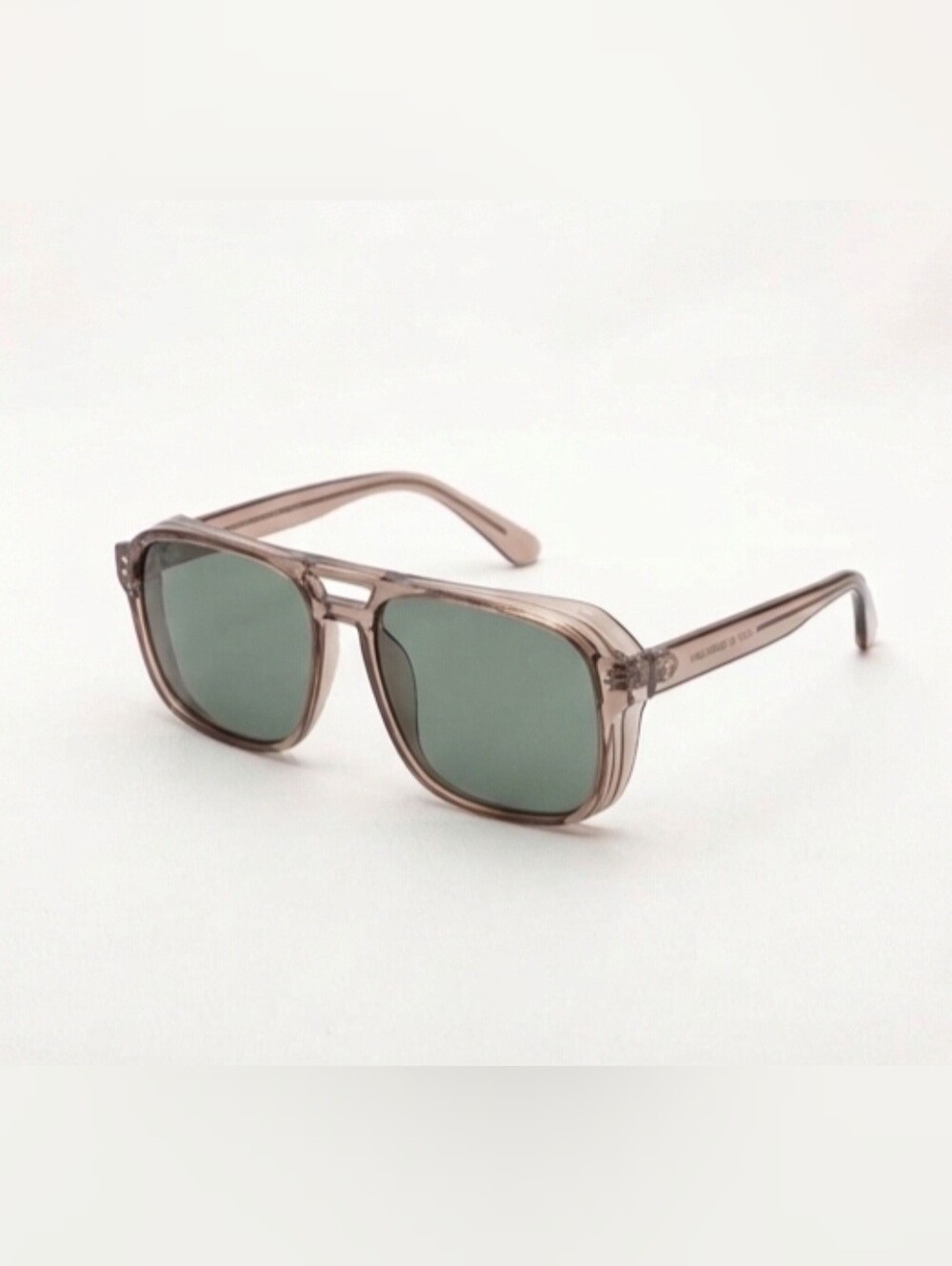 Unisex Transparent Brown Sunglasses with Green Lenses